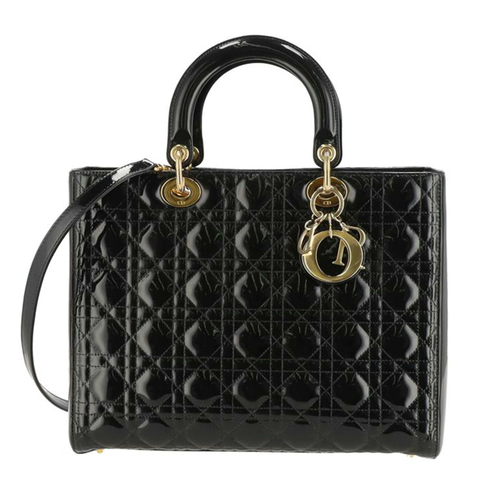 Christian Dior Leather Cannage Handbag Black